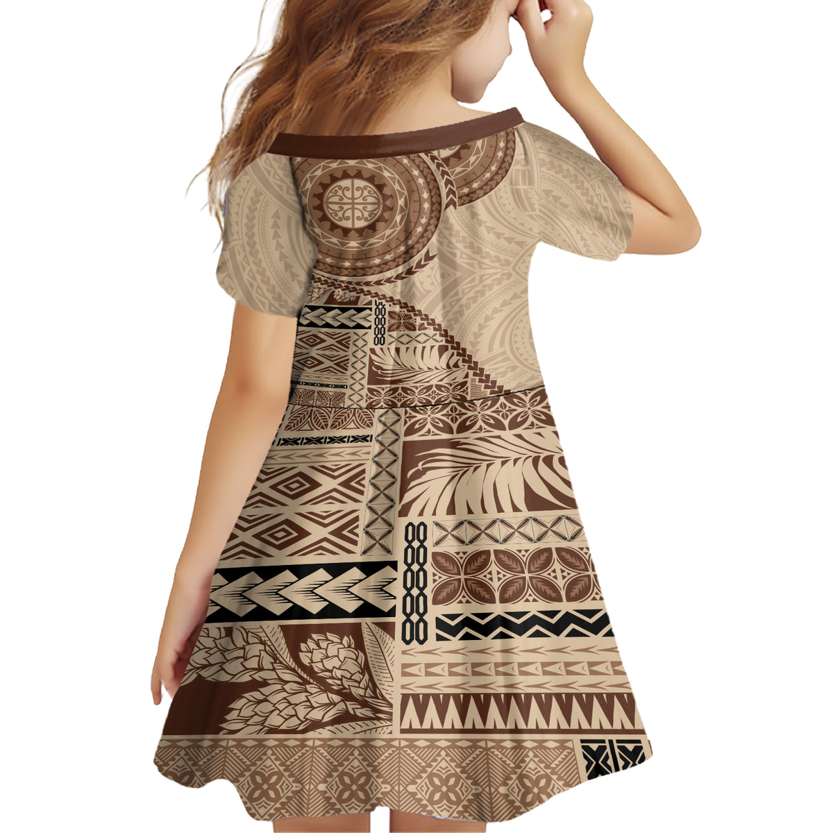 Samoa Siapo Pattern Simple Style Family Matching Short Sleeve Bodycon Dress and Hawaiian Shirt LT05 - Polynesian Pride