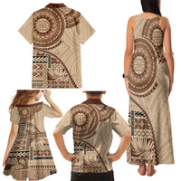 Samoa Siapo Pattern Simple Style Family Matching Tank Maxi Dress and Hawaiian Shirt LT05 - Polynesian Pride