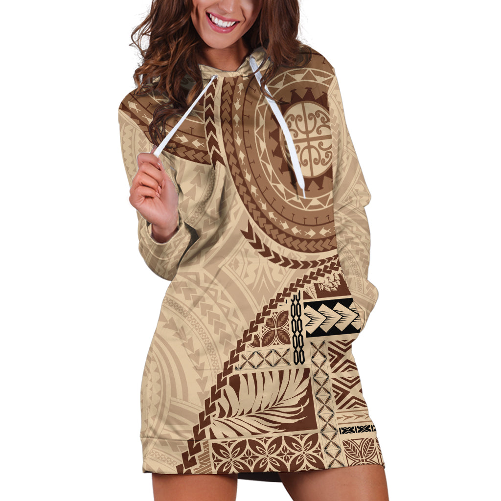 Samoa Siapo Pattern Simple Style Hoodie Dress LT05 Brown - Polynesian Pride