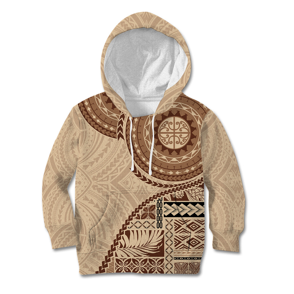 Samoa Siapo Pattern Simple Style Kid Hoodie LT05 Hoodie Brown - Polynesian Pride