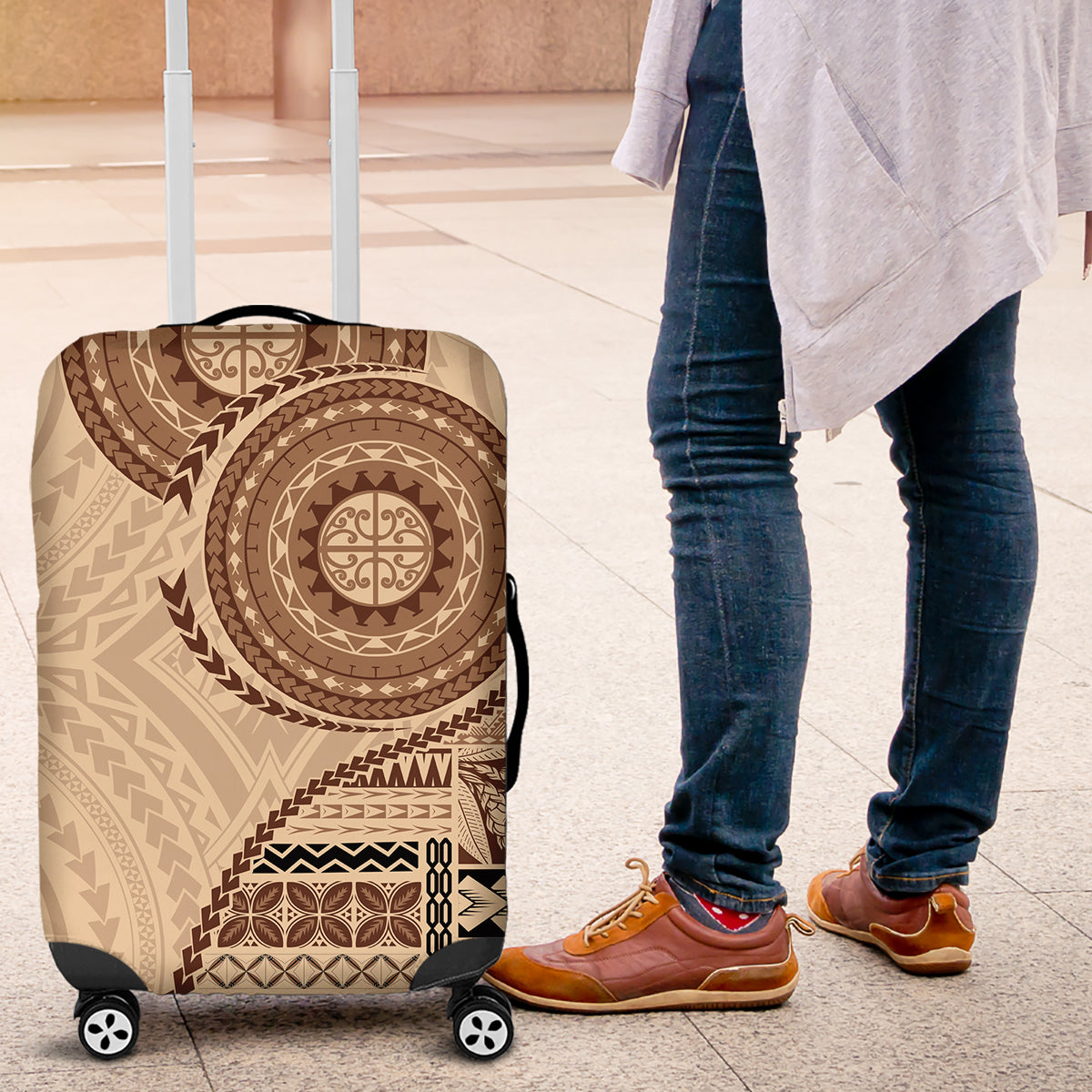 Samoa Siapo Pattern Simple Style Luggage Cover LT05 Brown - Polynesian Pride