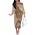 Samoa Siapo Pattern Simple Style Off The Shoulder Long Sleeve Dress LT05 Women Brown - Polynesian Pride