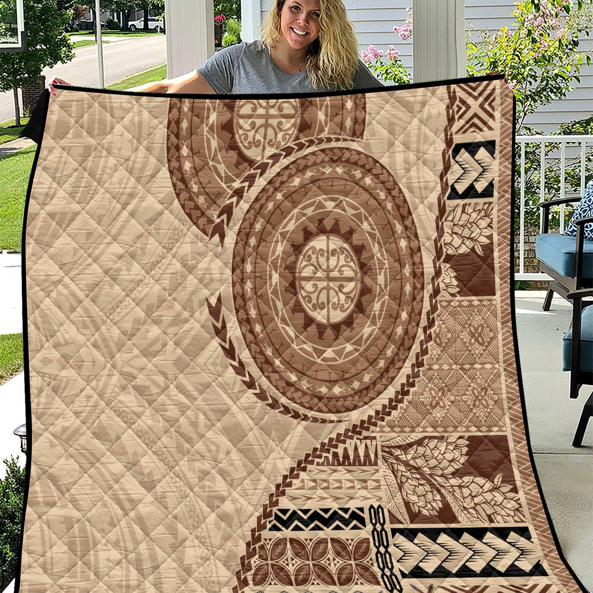 Samoa Siapo Pattern Simple Style Quilt LT05 Brown - Polynesian Pride