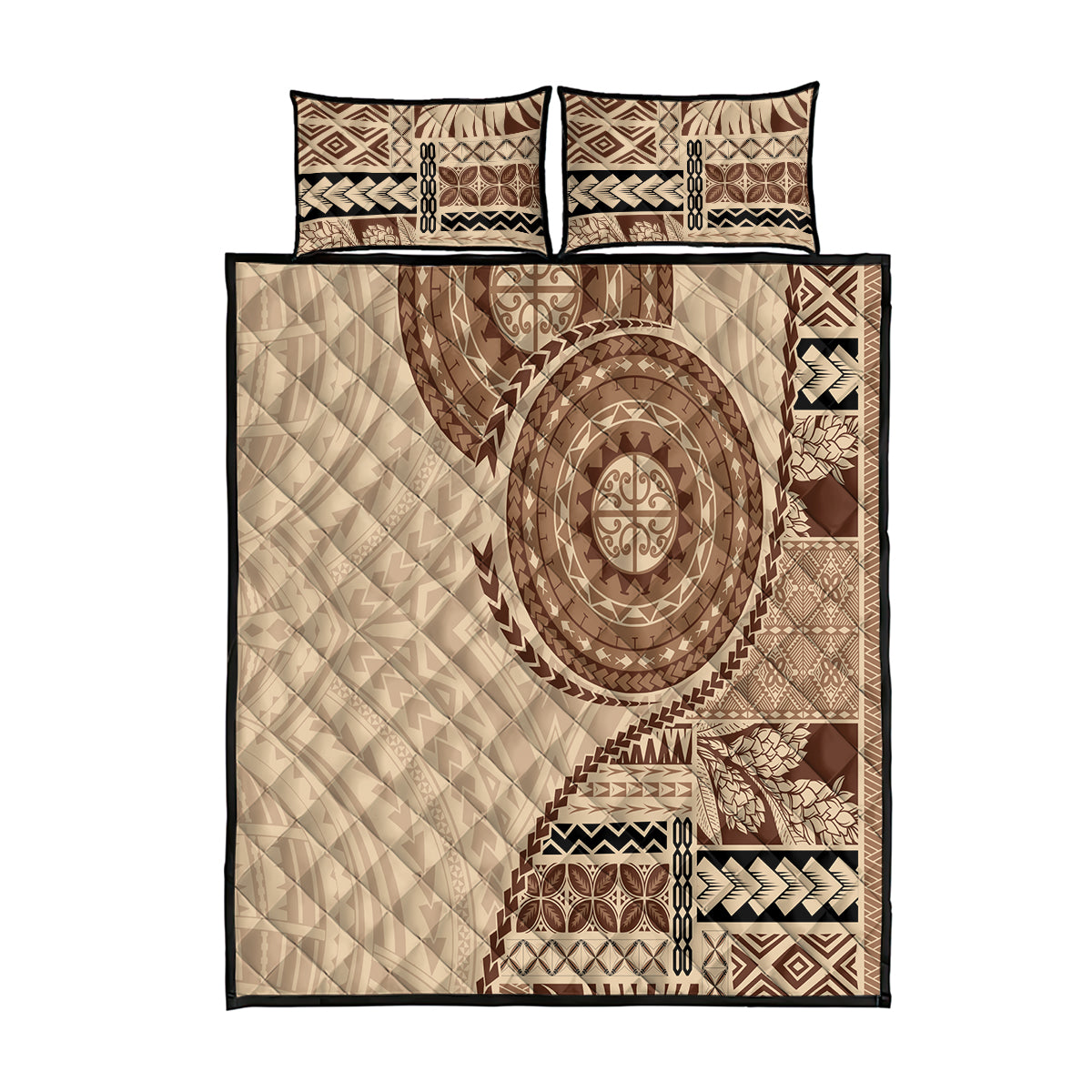 Samoa Siapo Pattern Simple Style Quilt Bed Set LT05 Brown - Polynesian Pride