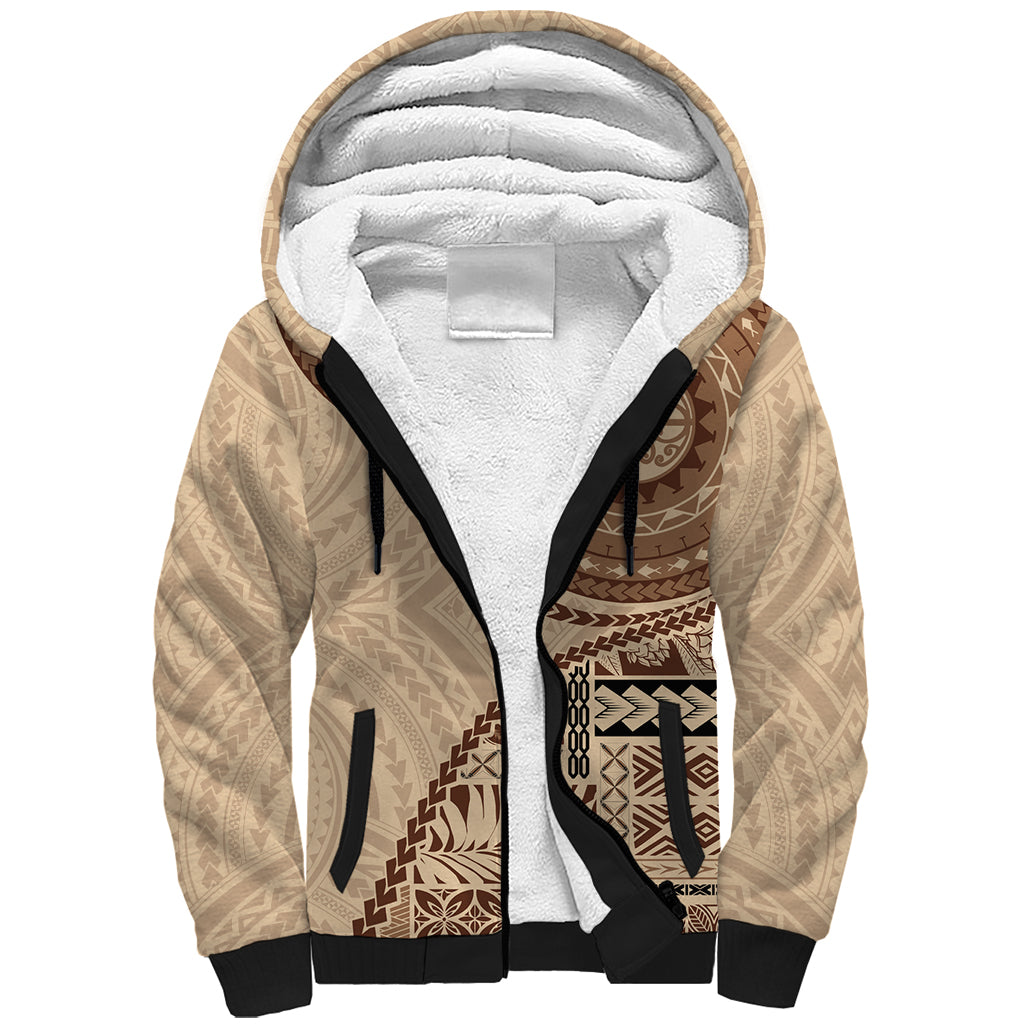 Samoa Siapo Pattern Simple Style Sherpa Hoodie LT05 Unisex Brown - Polynesian Pride