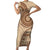 Samoa Siapo Pattern Simple Style Short Sleeve Bodycon Dress LT05 Long Dress Brown - Polynesian Pride