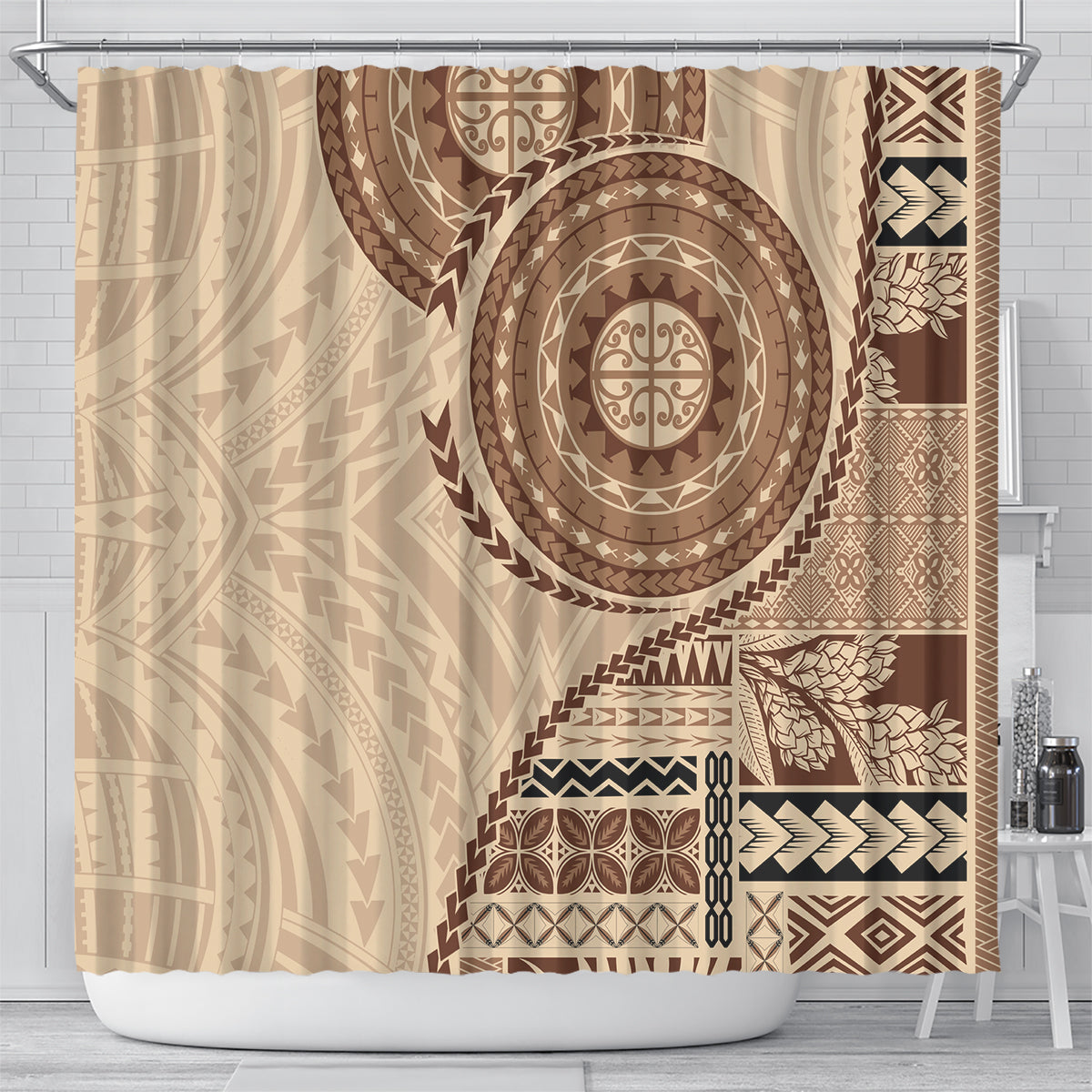 Samoa Siapo Pattern Simple Style Shower Curtain LT05 - Polynesian Pride