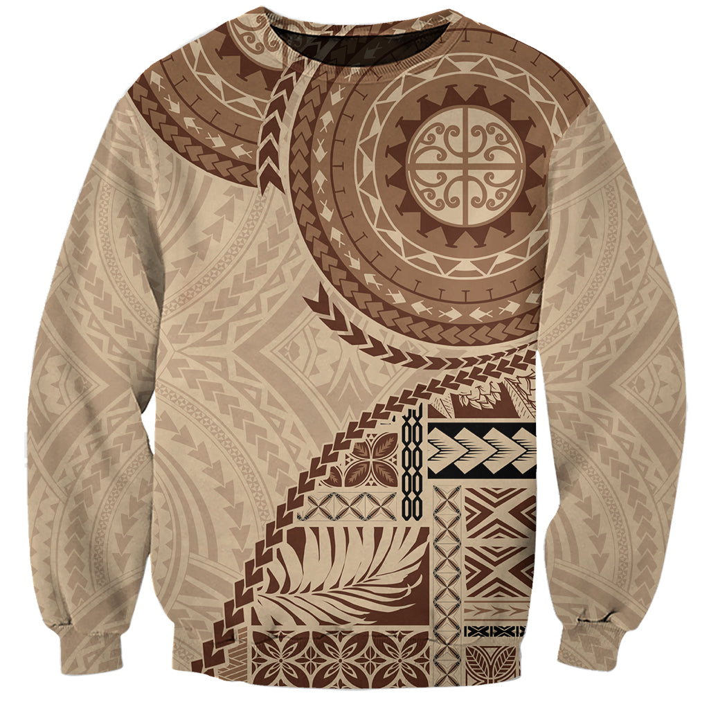 Samoa Siapo Pattern Simple Style Sweatshirt LT05 Unisex Brown - Polynesian Pride