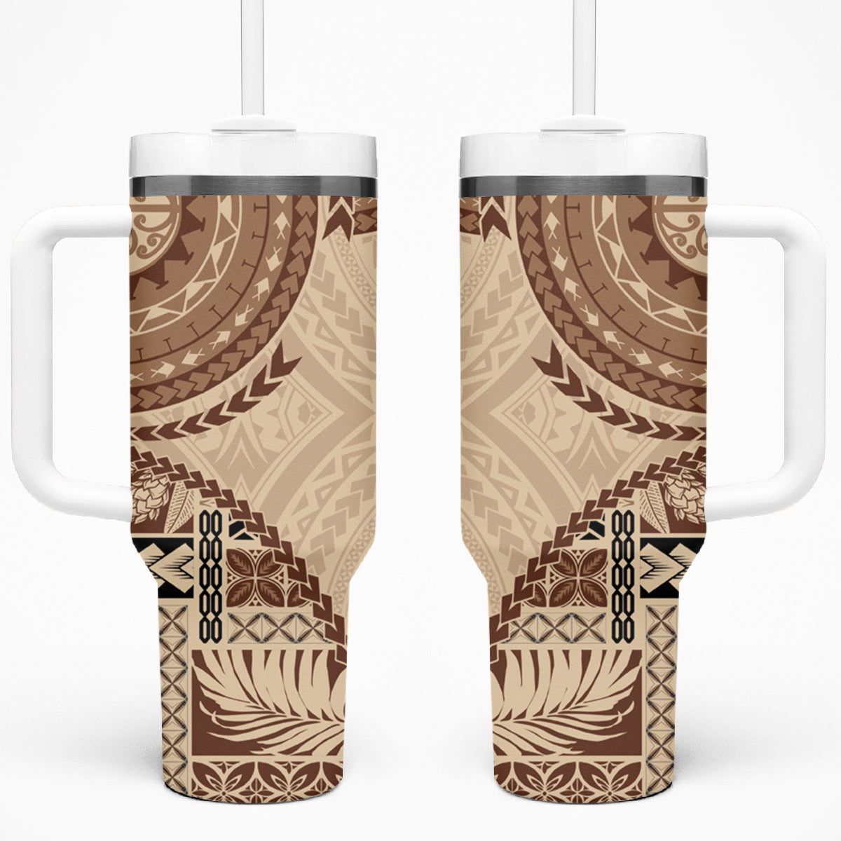 Samoa Siapo Pattern Simple Style Tumbler With Handle