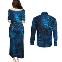 New Zealand Matariki Couples Matching Puletasi and Long Sleeve Button Shirt Maori New Year LT05 - Polynesian Pride