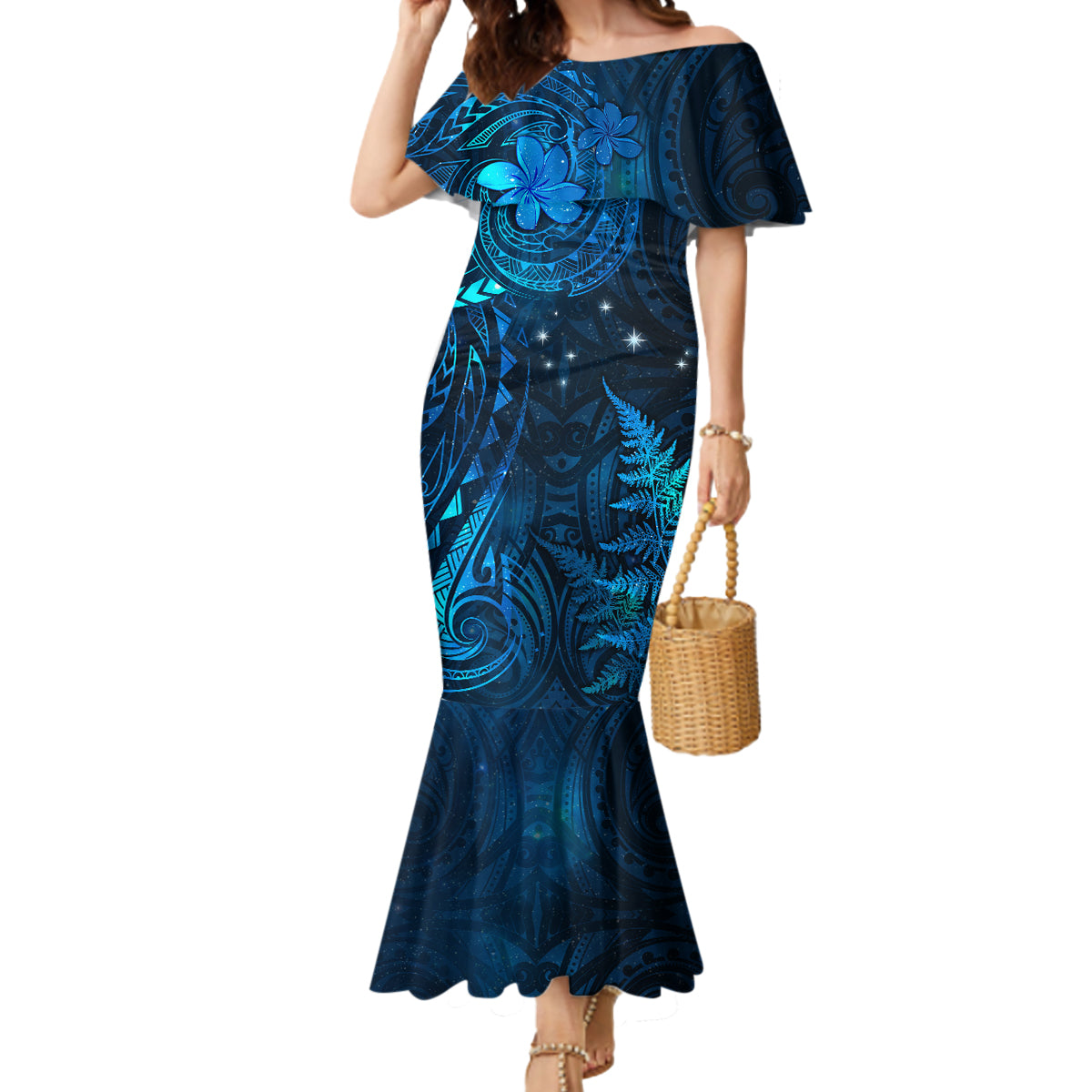 New Zealand Matariki Mermaid Dress Maori New Year LT05 Women Blue - Polynesian Pride