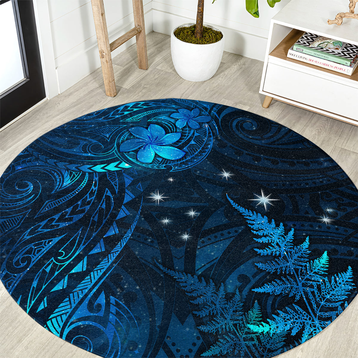 New Zealand Matariki Round Carpet Maori New Year LT05 Blue - Polynesian Pride