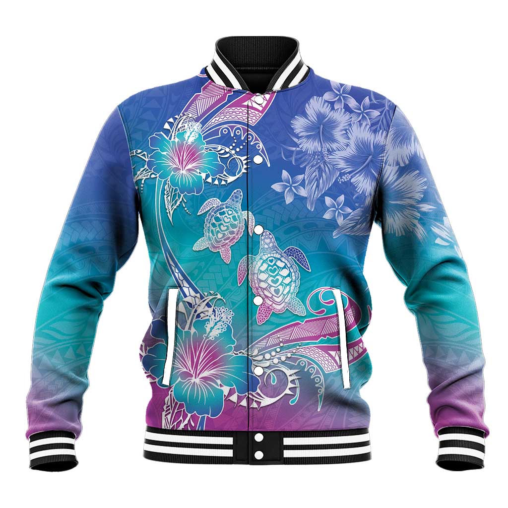 Polynesia Sea Turtle Couple Baseball Jacket Love Is Life LT05 Unisex Blue - Polynesian Pride