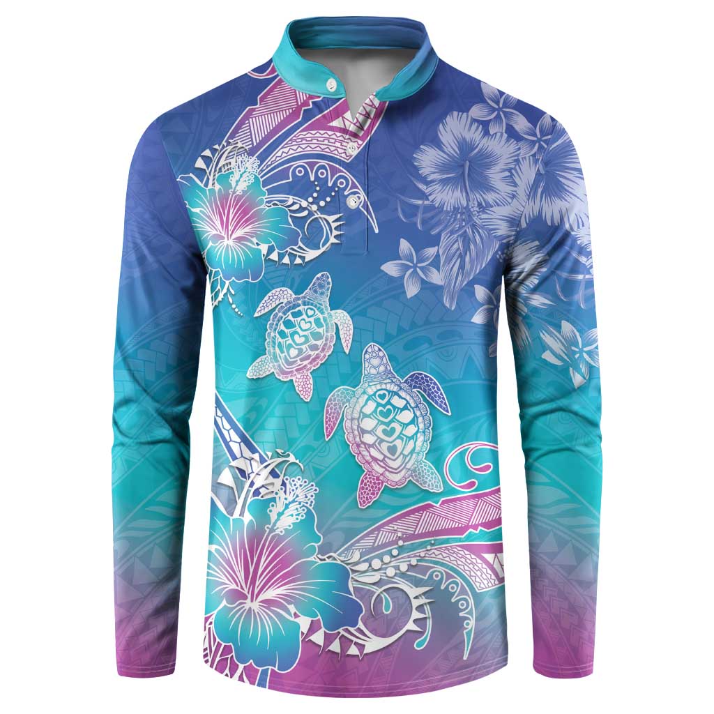 Polynesia Sea Turtle Couple Button Sweatshirt Love Is Life LT05 Blue - Polynesian Pride