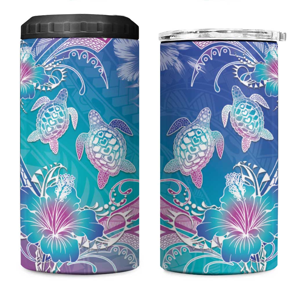 Polynesia Sea Turtle Couple 4 in 1 Can Cooler Tumbler Love Is Life LT05 One Size: 16 oz Blue - Polynesian Pride
