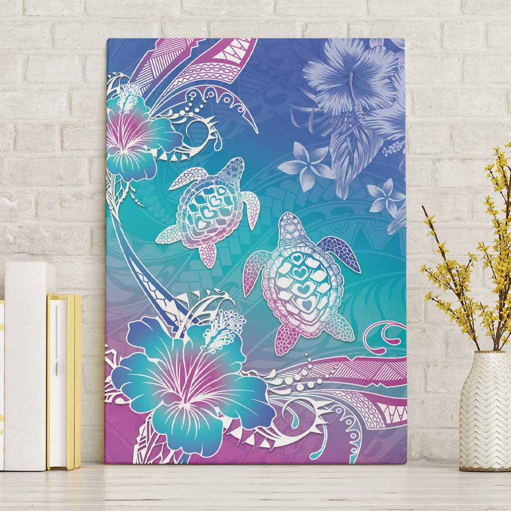 Polynesia Sea Turtle Couple Canvas Wall Art Love Is Life LT05 Without Frame Blue - Polynesian Pride