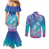 Polynesia Sea Turtle Couple Couples Matching Mermaid Dress and Long Sleeve Button Shirt Love Is Life LT05 - Polynesian Pride