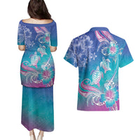 Polynesia Sea Turtle Couple Couples Matching Puletasi and Hawaiian Shirt Love Is Life LT05 - Polynesian Pride