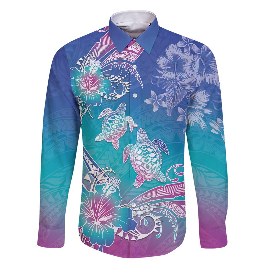 Polynesia Sea Turtle Couple Family Matching Short Sleeve Bodycon Dress and Hawaiian Shirt Love Is Life