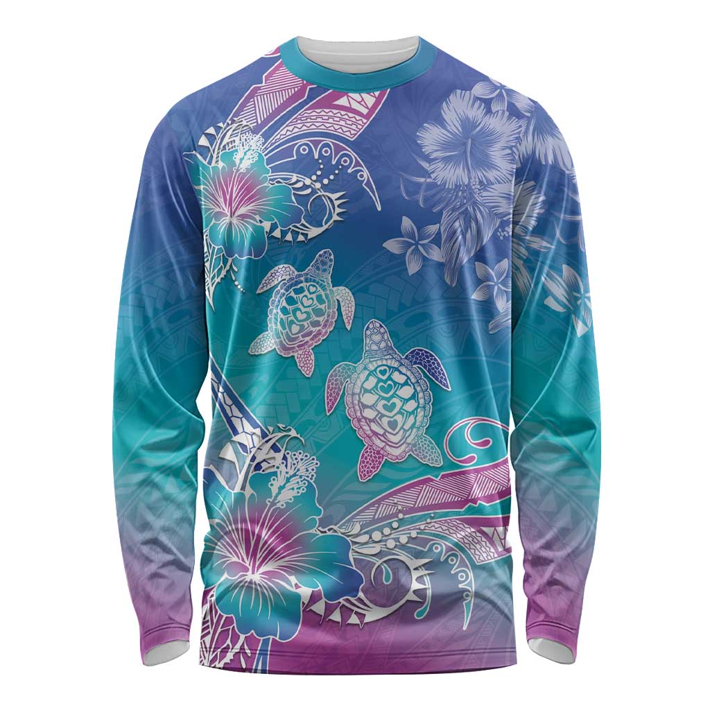 Polynesia Sea Turtle Couple Long Sleeve Shirt Love Is Life LT05 Unisex Blue - Polynesian Pride