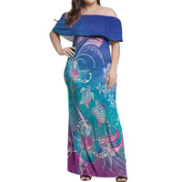 Polynesia Sea Turtle Couple Off Shoulder Maxi Dress Love Is Life LT05 Women Blue - Polynesian Pride