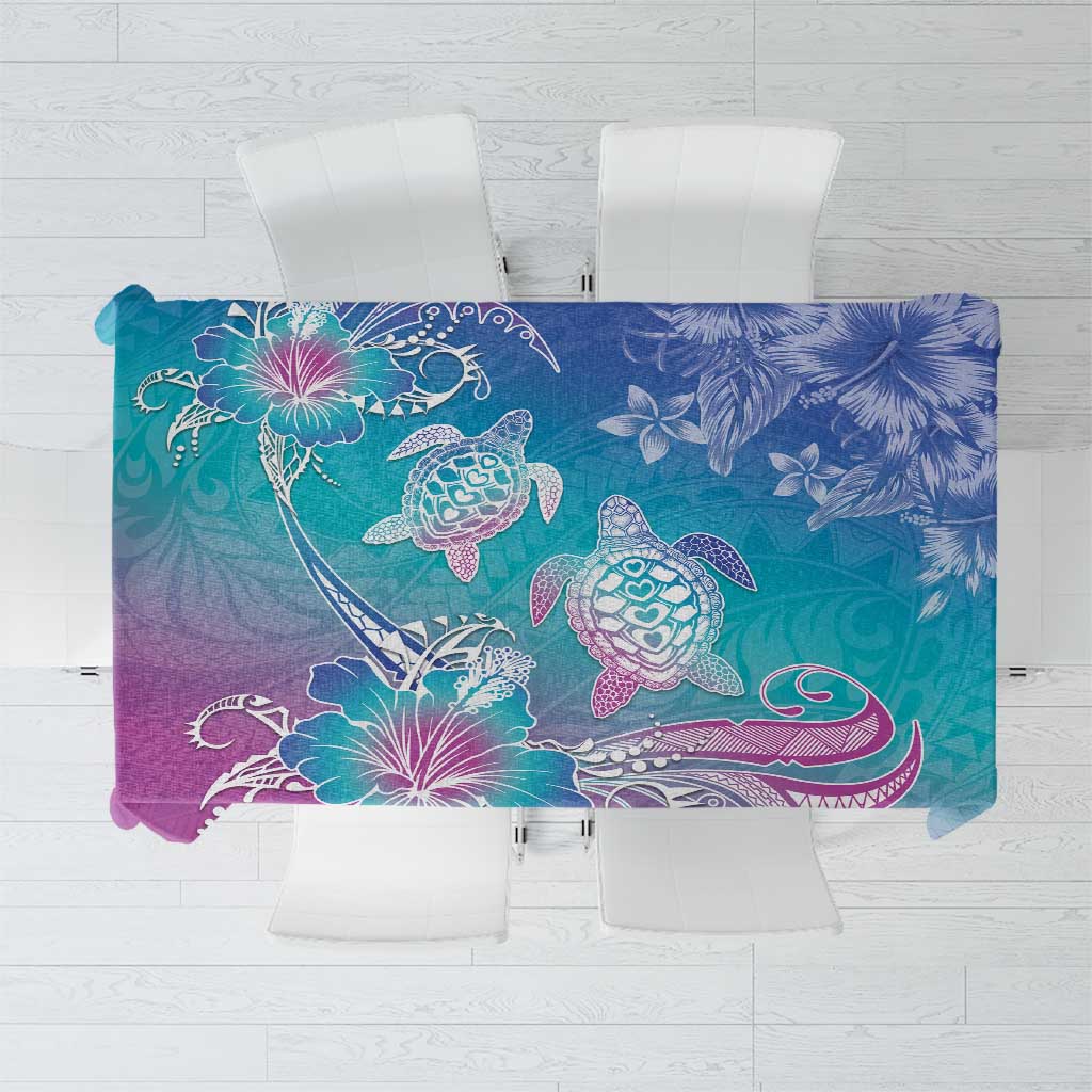 Polynesia Sea Turtle Couple Tablecloth Love Is Life LT05 Blue - Polynesian Pride