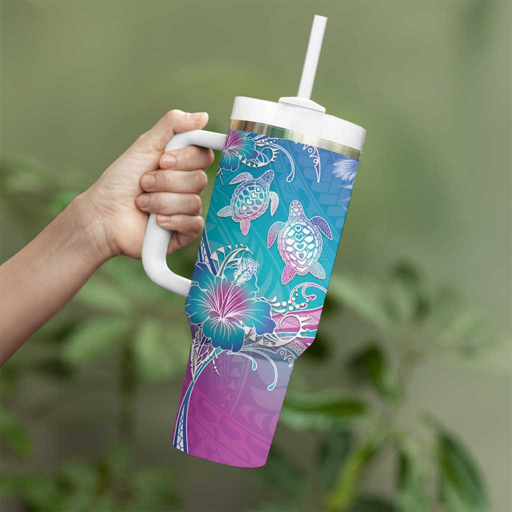 Polynesia Sea Turtle Couple Tumbler With Handle Love Is Life LT05 - Polynesian Pride