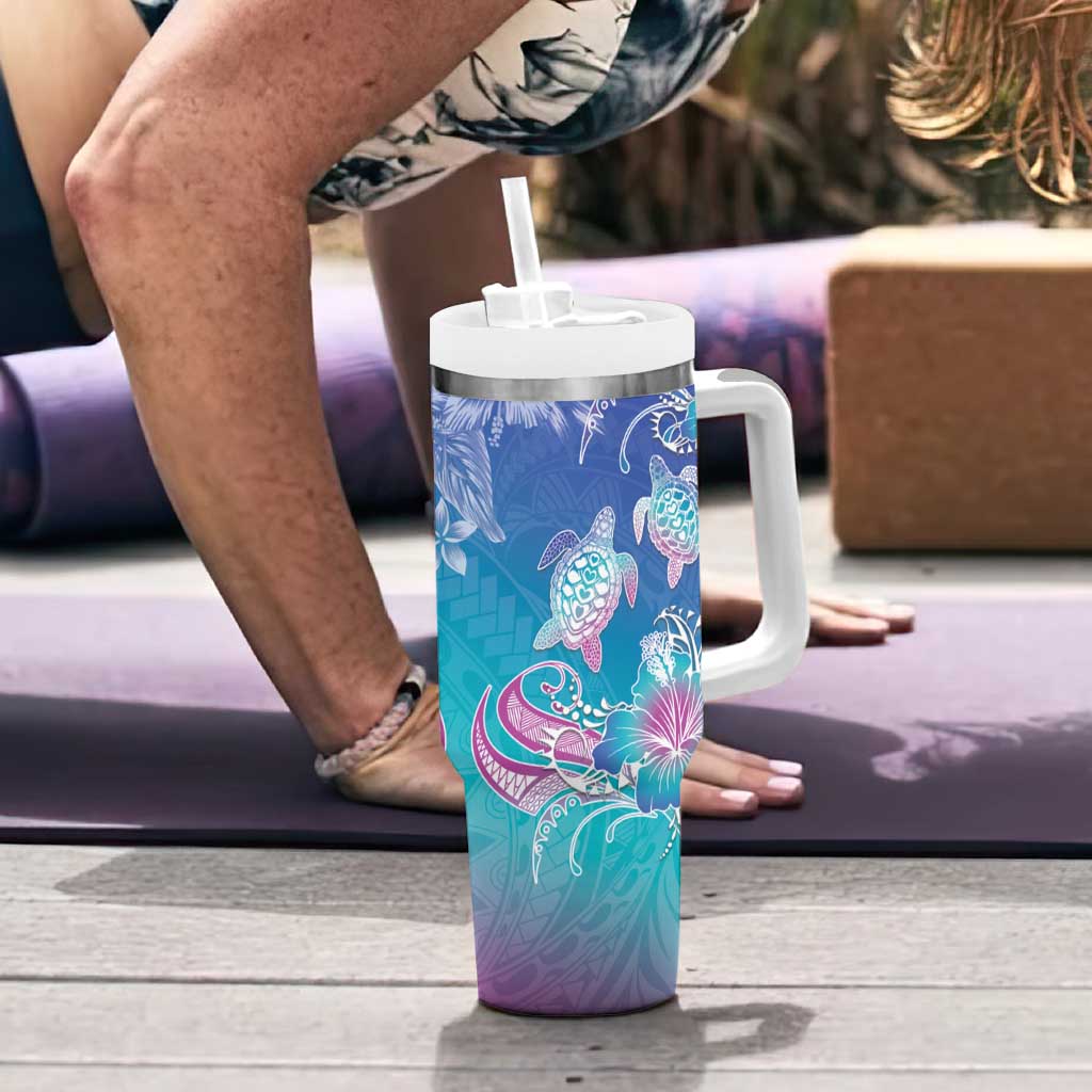 Polynesia Sea Turtle Couple Tumbler With Handle Love Is Life LT05 - Polynesian Pride