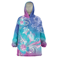 Polynesia Sea Turtle Couple Wearable Blanket Hoodie Love Is Life LT05 One Size Blue - Polynesian Pride