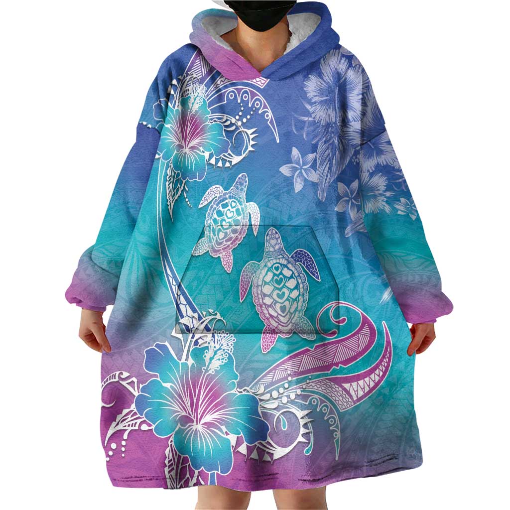 Polynesia Sea Turtle Couple Wearable Blanket Hoodie Love Is Life LT05 - Polynesian Pride