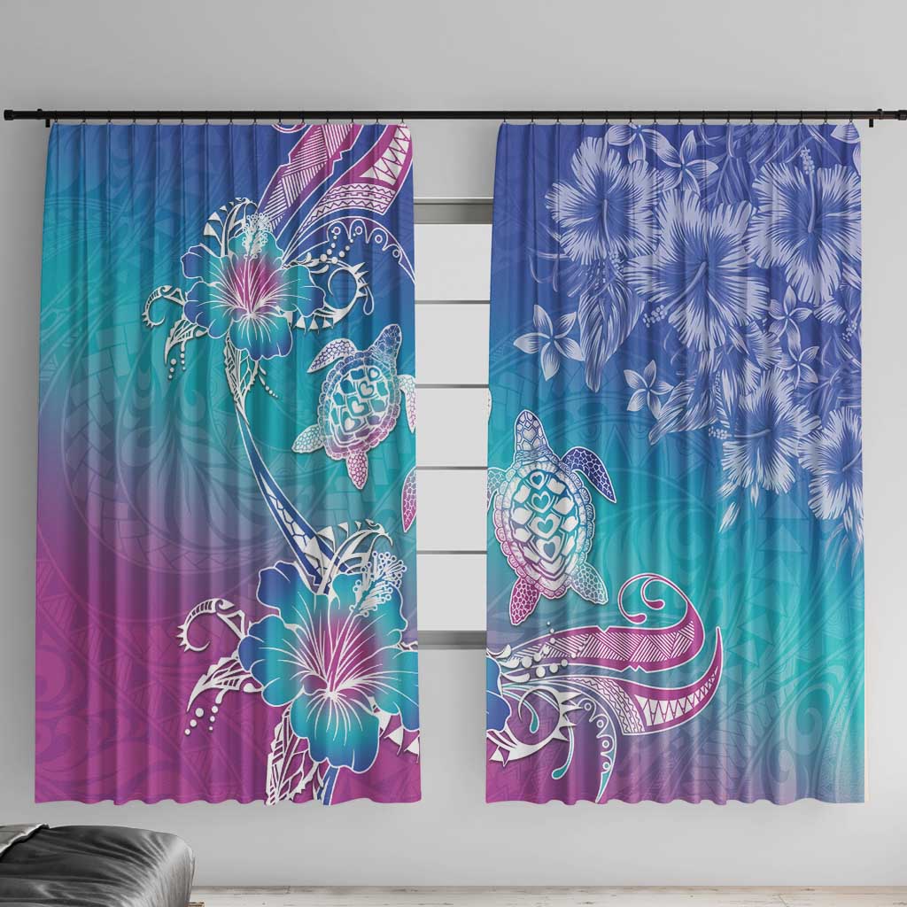 Polynesia Sea Turtle Couple Window Curtain Love Is Life LT05 With Hooks Blue - Polynesian Pride