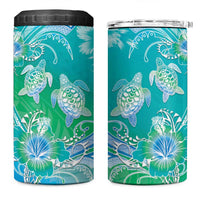 Polynesia Sea Turtle Couple 4 in 1 Can Cooler Tumbler I Am Turtley In Love With You LT05 One Size: 16 oz Turquoise - Polynesian Pride