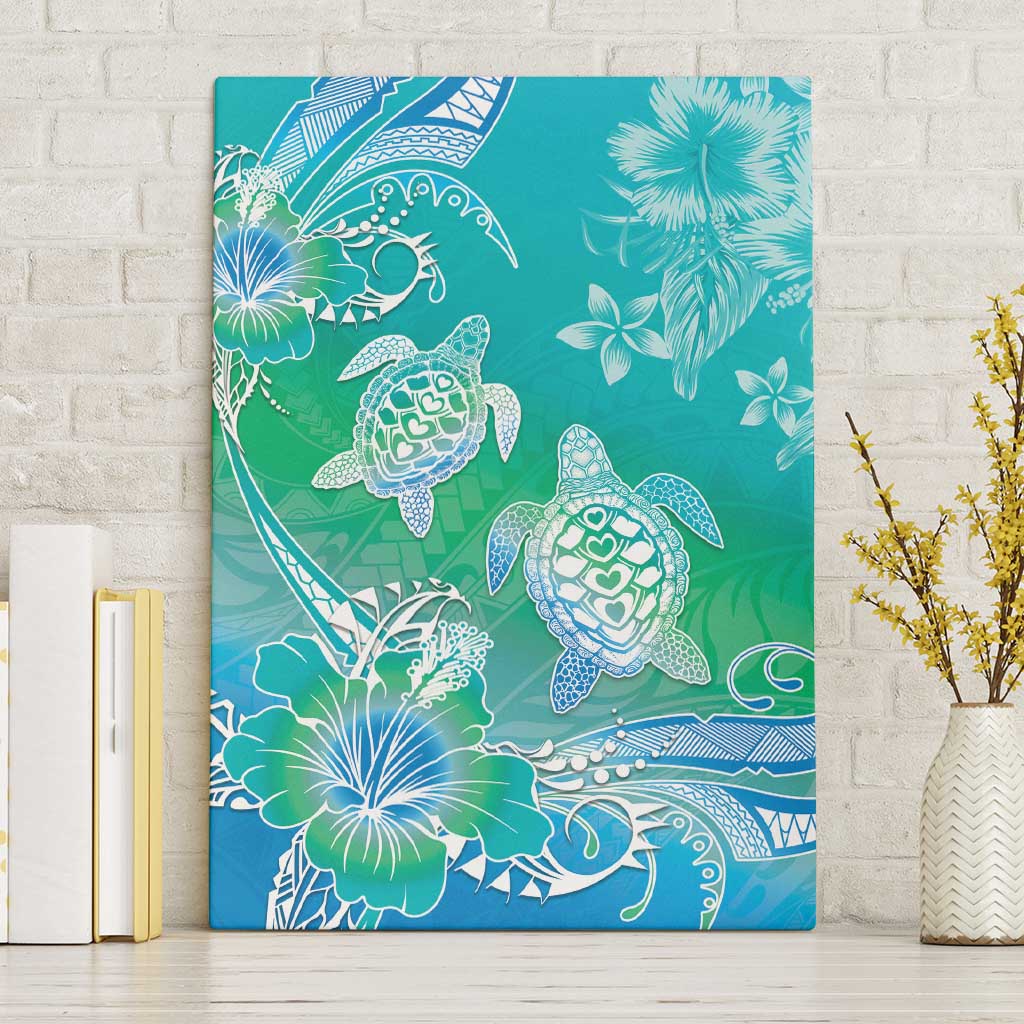 Polynesia Sea Turtle Couple Canvas Wall Art I Am Turtley In Love With You LT05 Without Frame Turquoise - Polynesian Pride