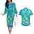 Polynesia Sea Turtle Couple Couples Matching Off The Shoulder Long Sleeve Dress and Hawaiian Shirt I Am Turtley In Love With You