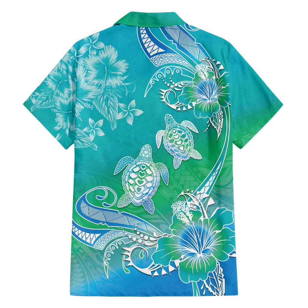 Polynesia Sea Turtle Couple Family Matching Off Shoulder Maxi Dress and Hawaiian Shirt I Am Turtley In Love With You