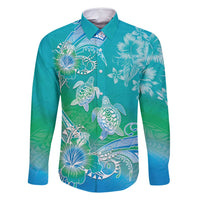 Polynesia Sea Turtle Couple Family Matching Off Shoulder Short Dress and Hawaiian Shirt I Am Turtley In Love With You