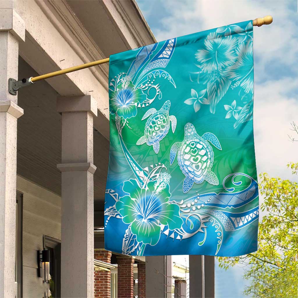Polynesia Sea Turtle Couple Garden Flag I Am Turtley In Love With You LT05 House Flag Turquoise - Polynesian Pride