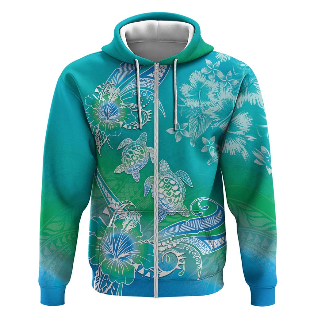 Polynesia Sea Turtle Couple Hoodie I Am Turtley In Love With You LT05 Zip Hoodie Turquoise - Polynesian Pride