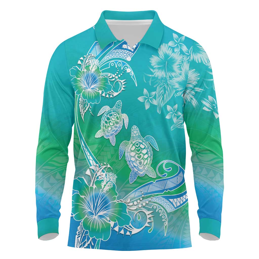 Polynesia Sea Turtle Couple Long Sleeve Polo Shirt I Am Turtley In Love With You