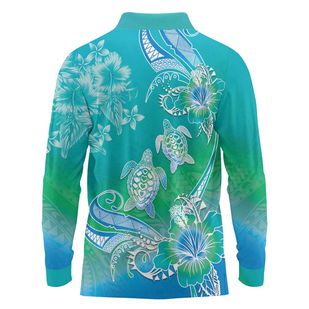 Polynesia Sea Turtle Couple Long Sleeve Polo Shirt I Am Turtley In Love With You