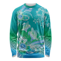 Polynesia Sea Turtle Couple Long Sleeve Shirt I Am Turtley In Love With You LT05 Unisex Turquoise - Polynesian Pride