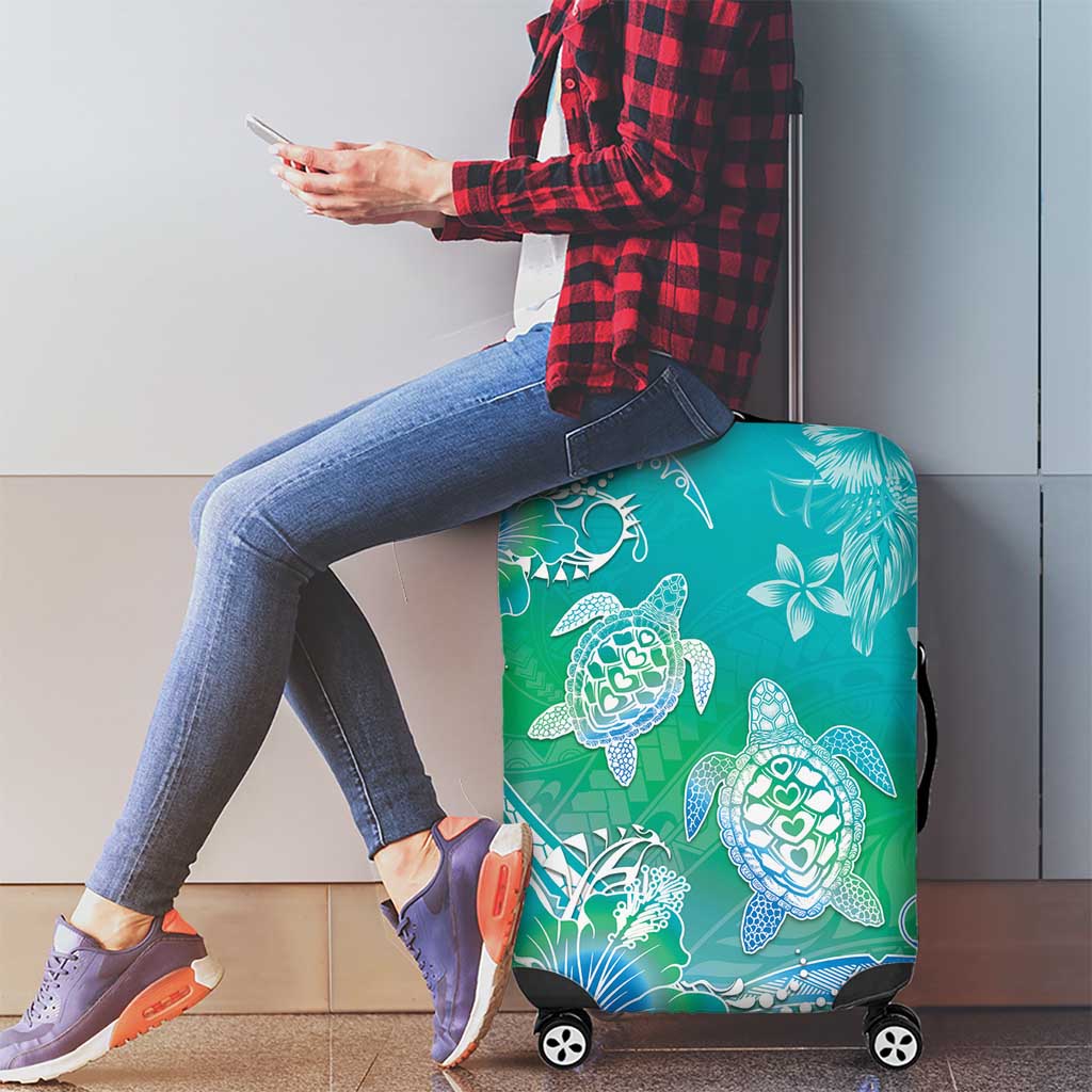 Polynesia Sea Turtle Couple Luggage Cover I Am Turtley In Love With You