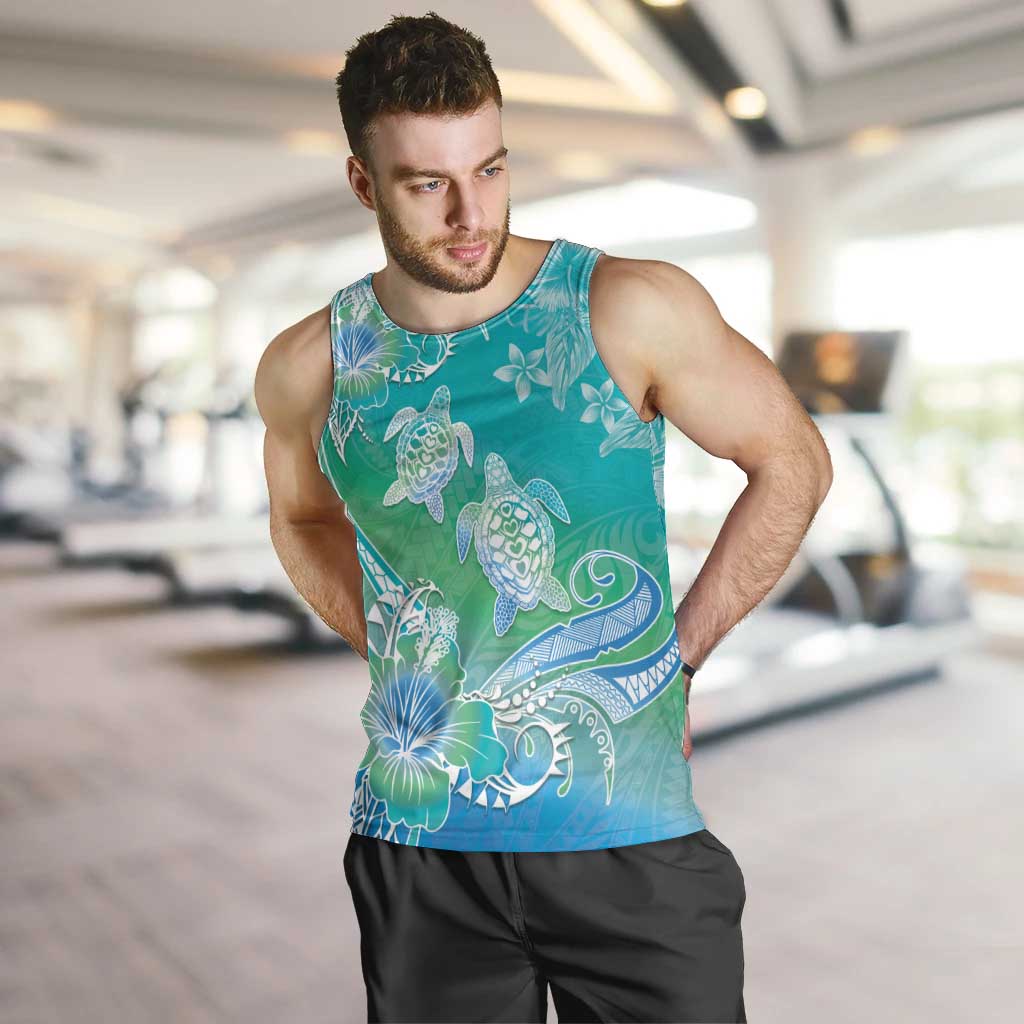 Polynesia Sea Turtle Couple Men Tank Top I Am Turtley In Love With You LT05 Turquoise - Polynesian Pride