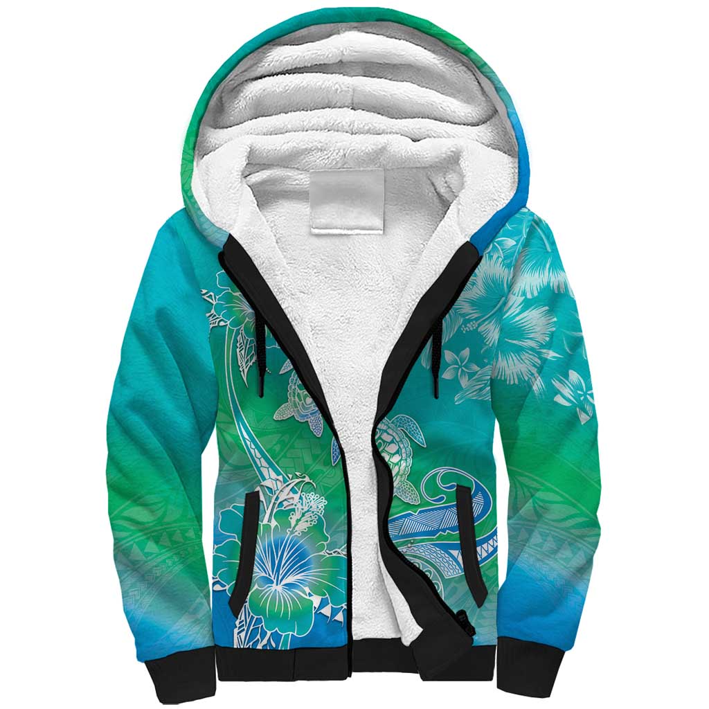 Polynesia Sea Turtle Couple Sherpa Hoodie I Am Turtley In Love With You LT05 Unisex Turquoise - Polynesian Pride
