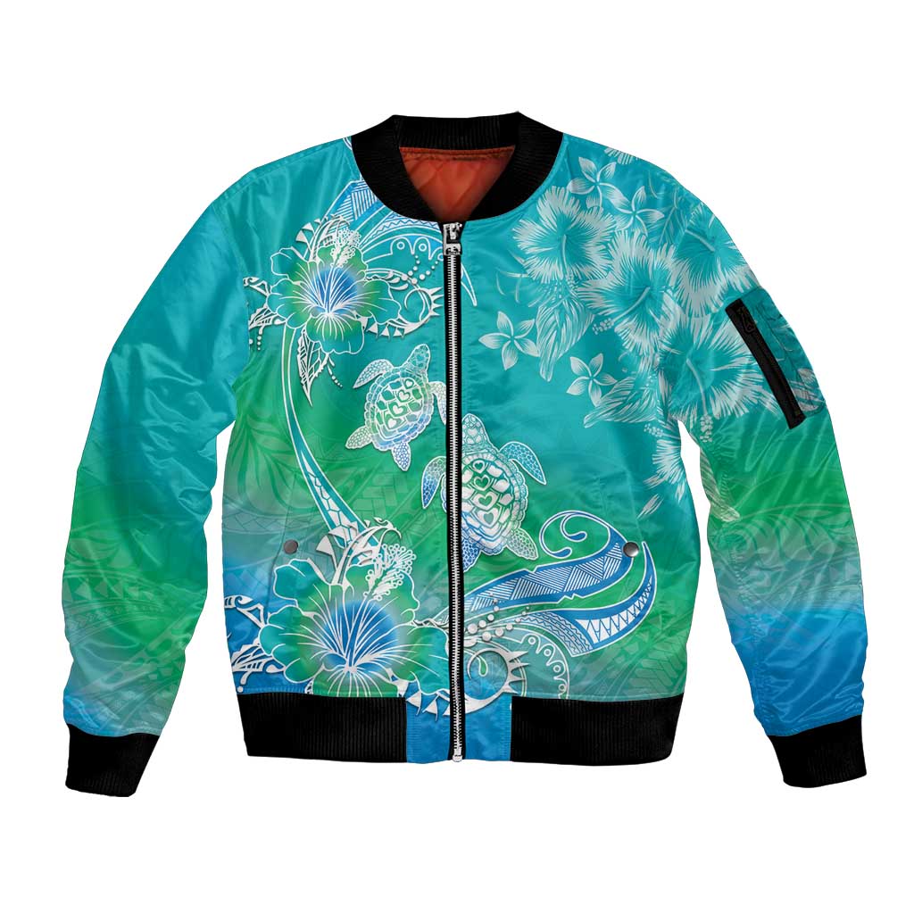 Polynesia Sea Turtle Couple Sleeve Zip Bomber Jacket I Am Turtley In Love With You