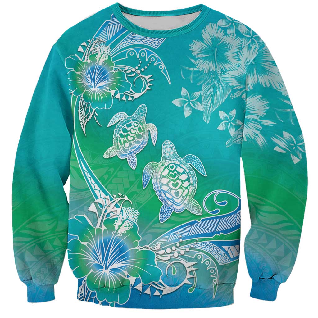 Polynesia Sea Turtle Couple Sweatshirt I Am Turtley In Love With You LT05 Unisex Turquoise - Polynesian Pride