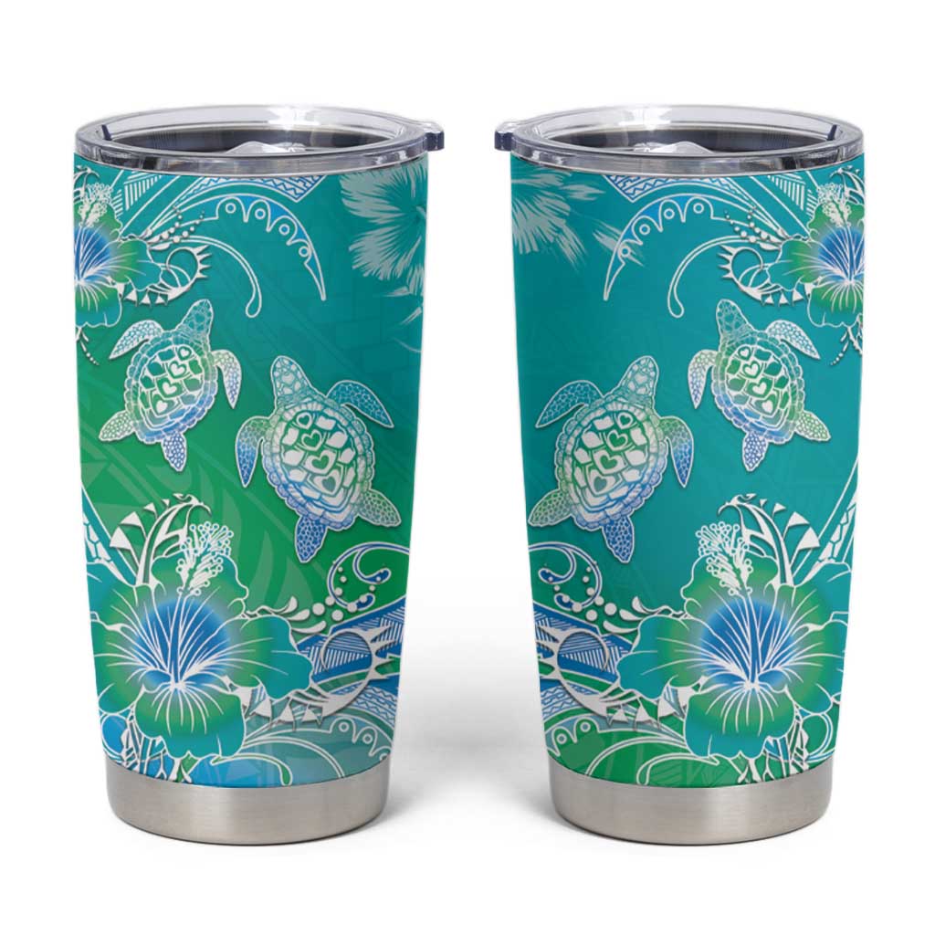 Polynesia Sea Turtle Couple Tumbler Cup I Am Turtley In Love With You LT05 Turquoise - Polynesian Pride
