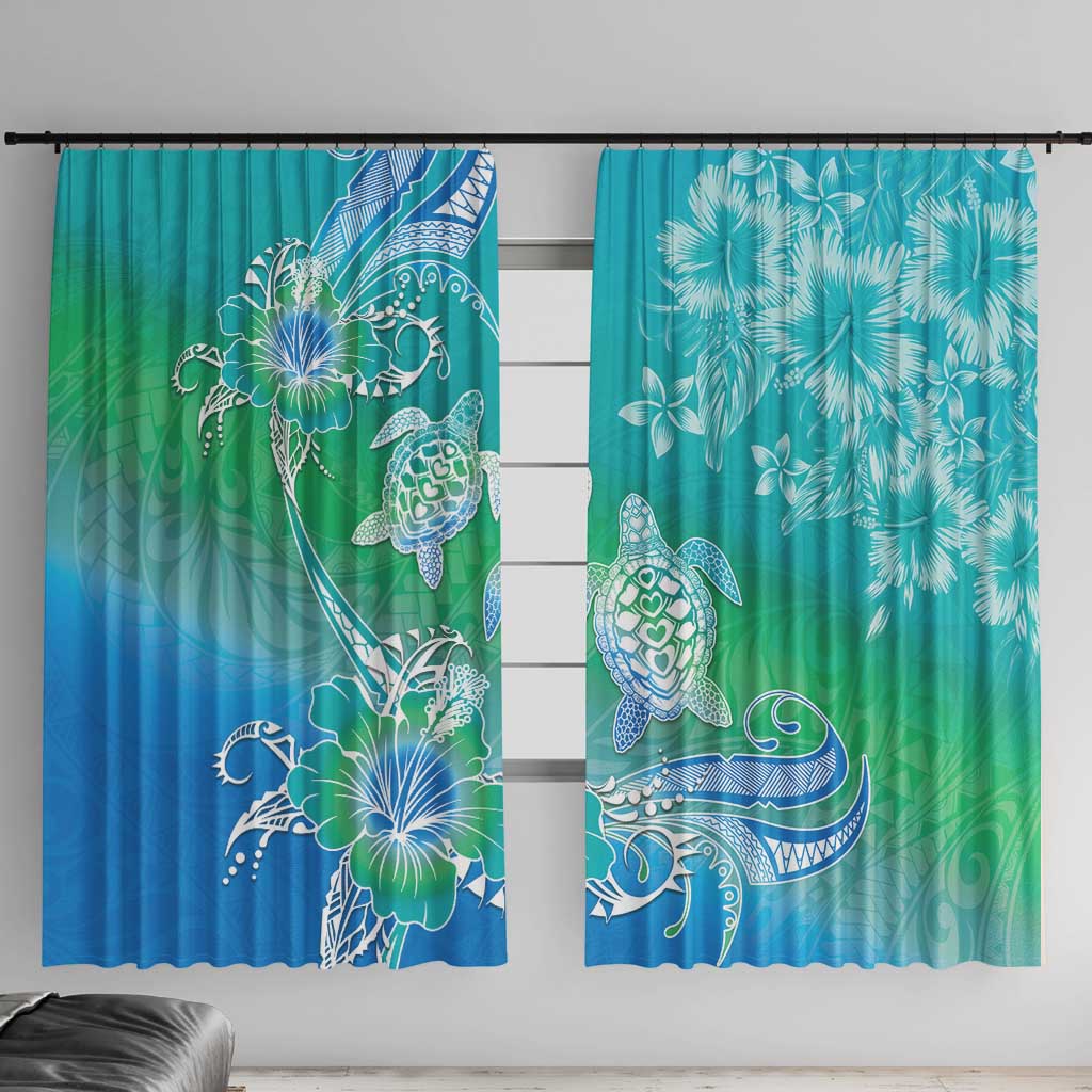Polynesia Sea Turtle Couple Window Curtain I Am Turtley In Love With You LT05 With Hooks Turquoise - Polynesian Pride