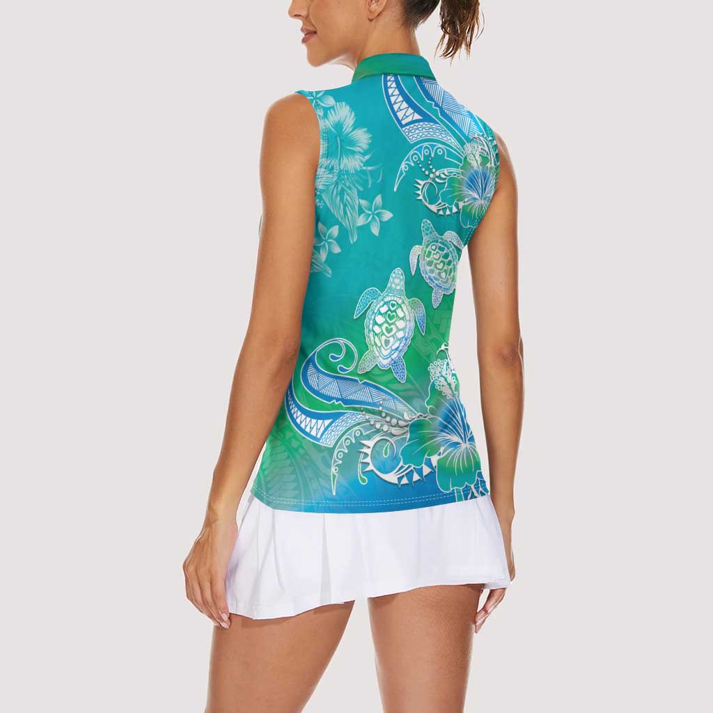 Polynesia Sea Turtle Couple Women Sleeveless Polo Shirt I Am Turtley In Love With You