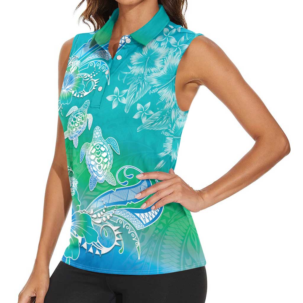 Polynesia Sea Turtle Couple Women Sleeveless Polo Shirt I Am Turtley In Love With You